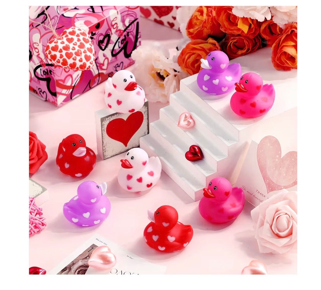 6 pack - Rubber Ducks with hearts