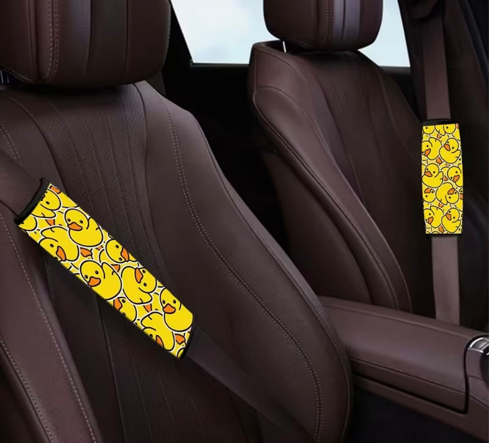 Thumbnail: 2 pack - Seat Belt Covers with yellow duck pattern