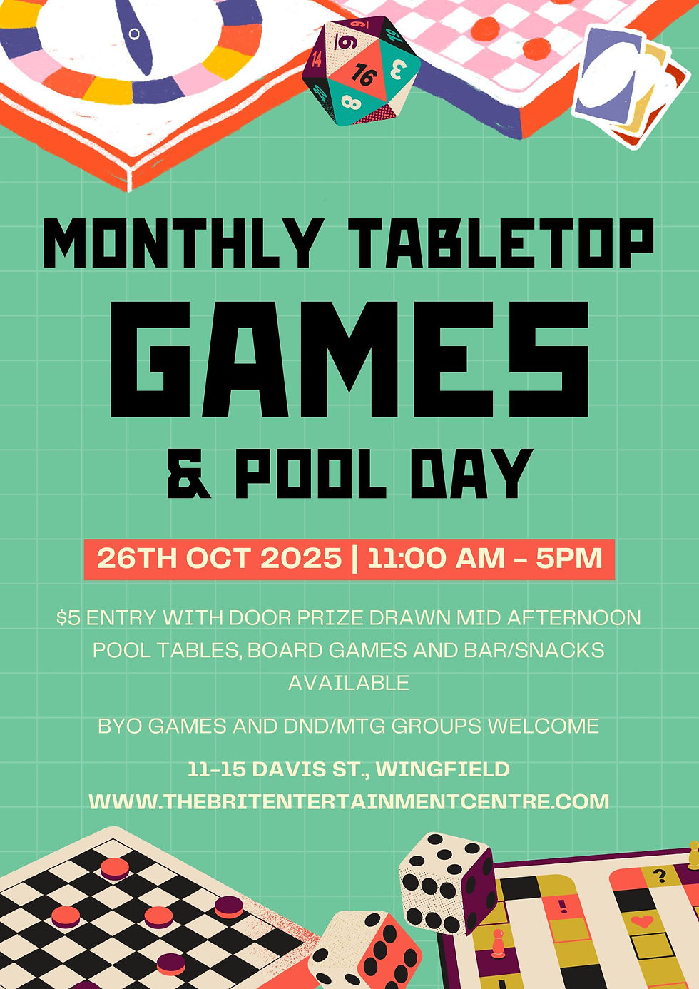 MONTHLY TABLETOP GAMES DAY 26th OCT