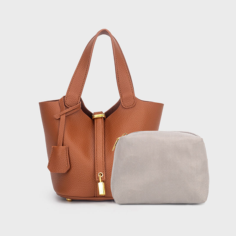 Thumbnail: Classic Vegetable BasketpuWomen's Handbag Simple Bucket Bag Mother Bag Fashion V