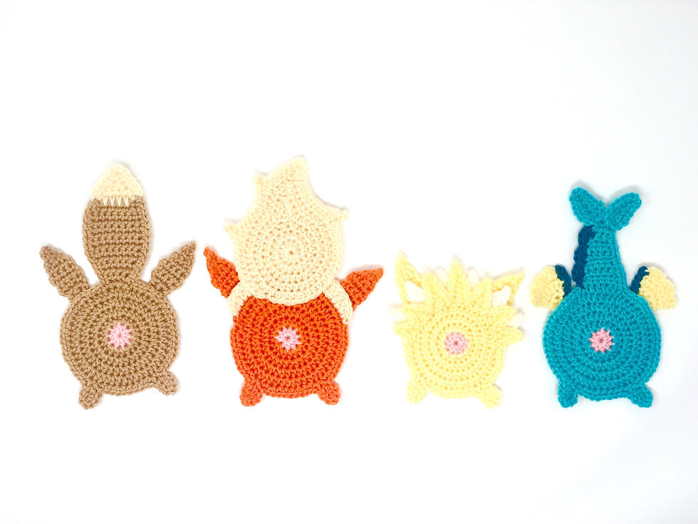 Thumbnail: Pokébutt coaster Eeveelution set || Crochet Pattern