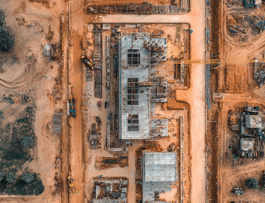 aerial shot of construction site