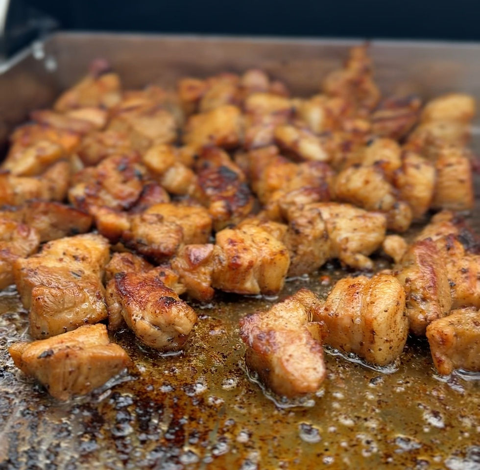 Pork Belly Burnt Ends auf der Plancha