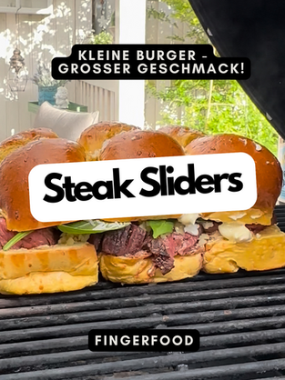 Steak Sliders mit geschmolzenem Käse und Salat