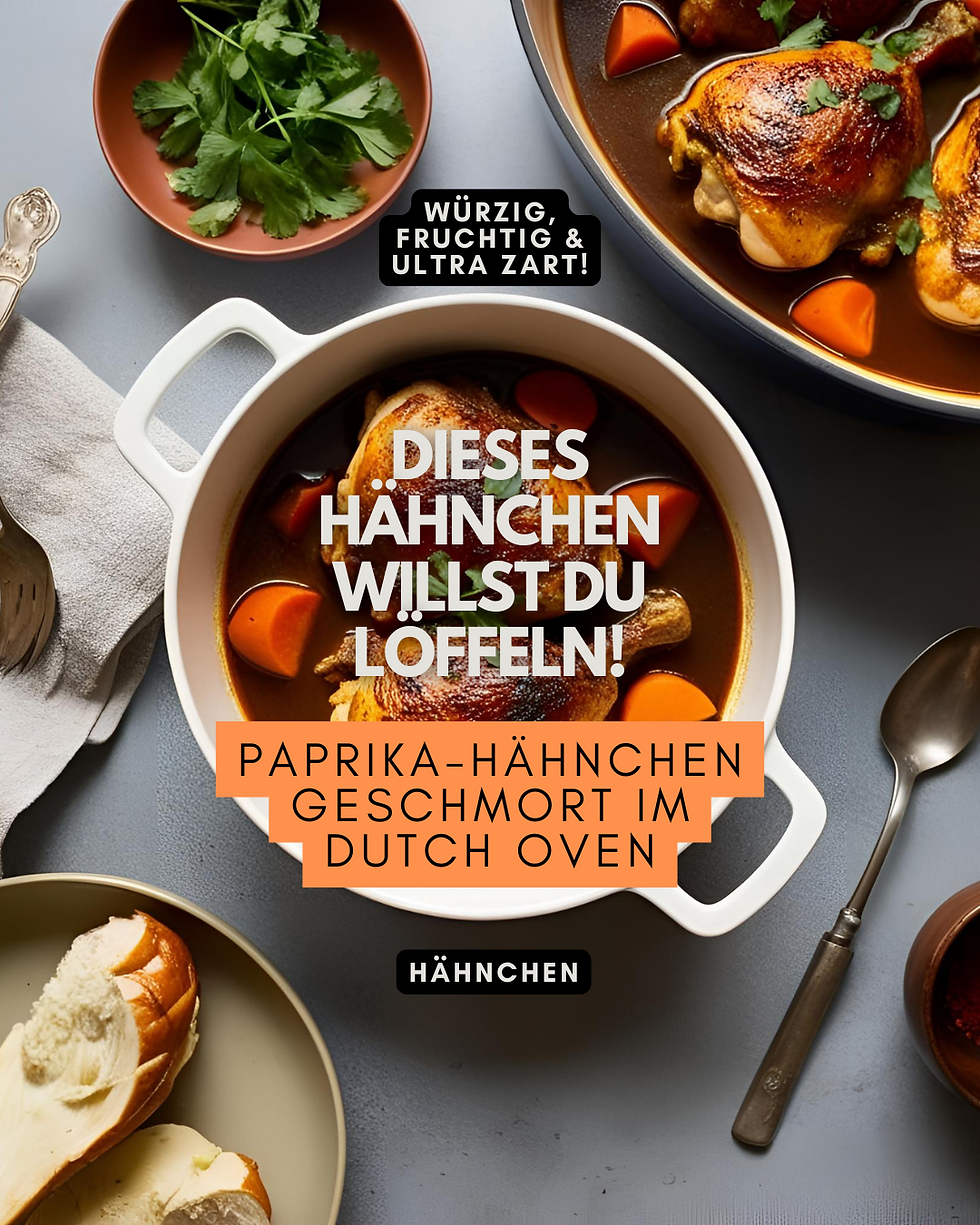 Saftiges Paprika-Hähnchen in cremiger Tomaten-Kräuter-Soße aus dem Dutch Oven – perfekt geschmort auf dem Grill