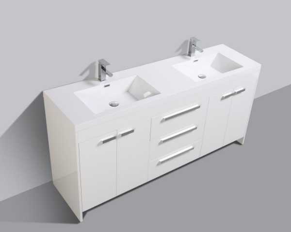 Thumbnail: 72" Double Sink Lugano Vanity in Glossy White