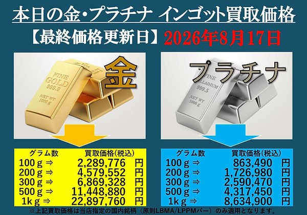 20260817 インゴット 18金 OLDLAB オールドラボ Pt プラチナ 金 GOLD 買取価格表 買取相場 買取金額 高価買取 高い 買取専門店 買取店 安心 金沢 金沢