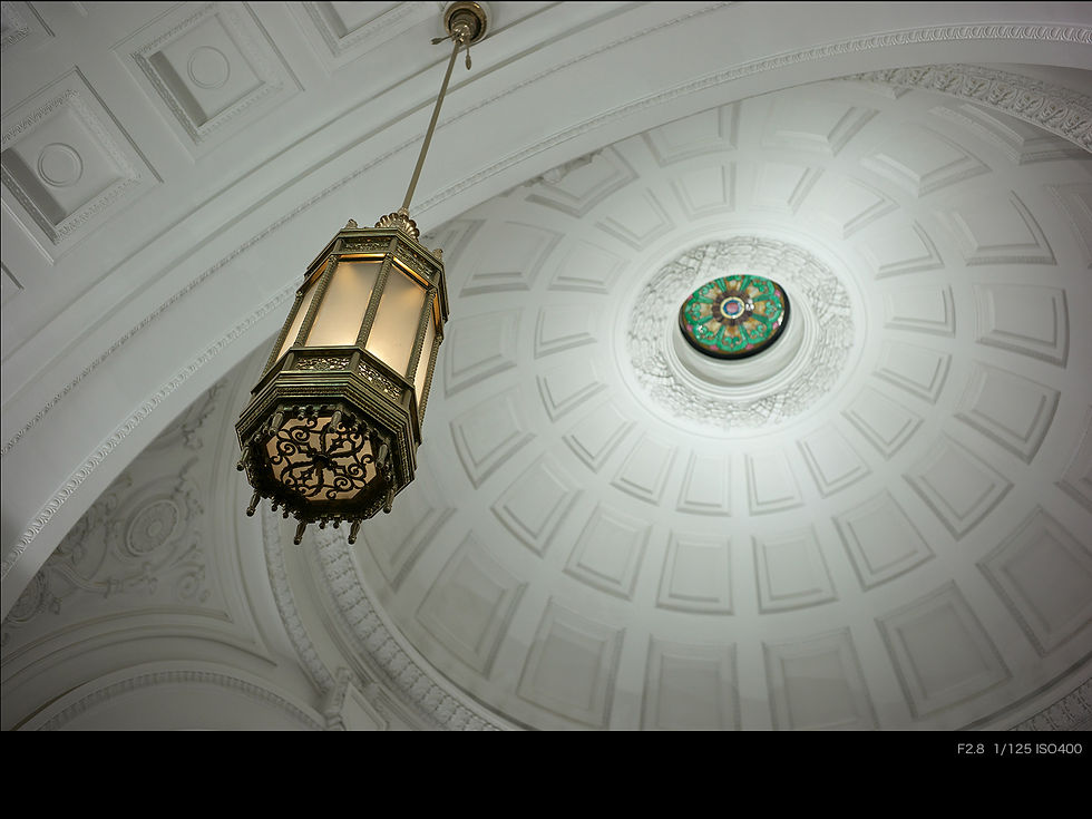 Thumbnail: Low angle of a cathedral dome with ornate hanging lantern