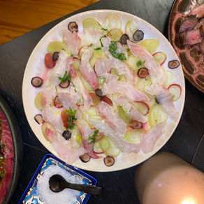 CEVICHE BREAM, SHALLOTS, GRAPES & BLUEBERRIES