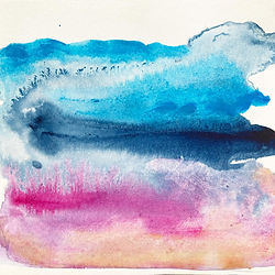 Two minute painting of sky and sea, by Watercolor Artist Jillian Maeve, Catskill NY 