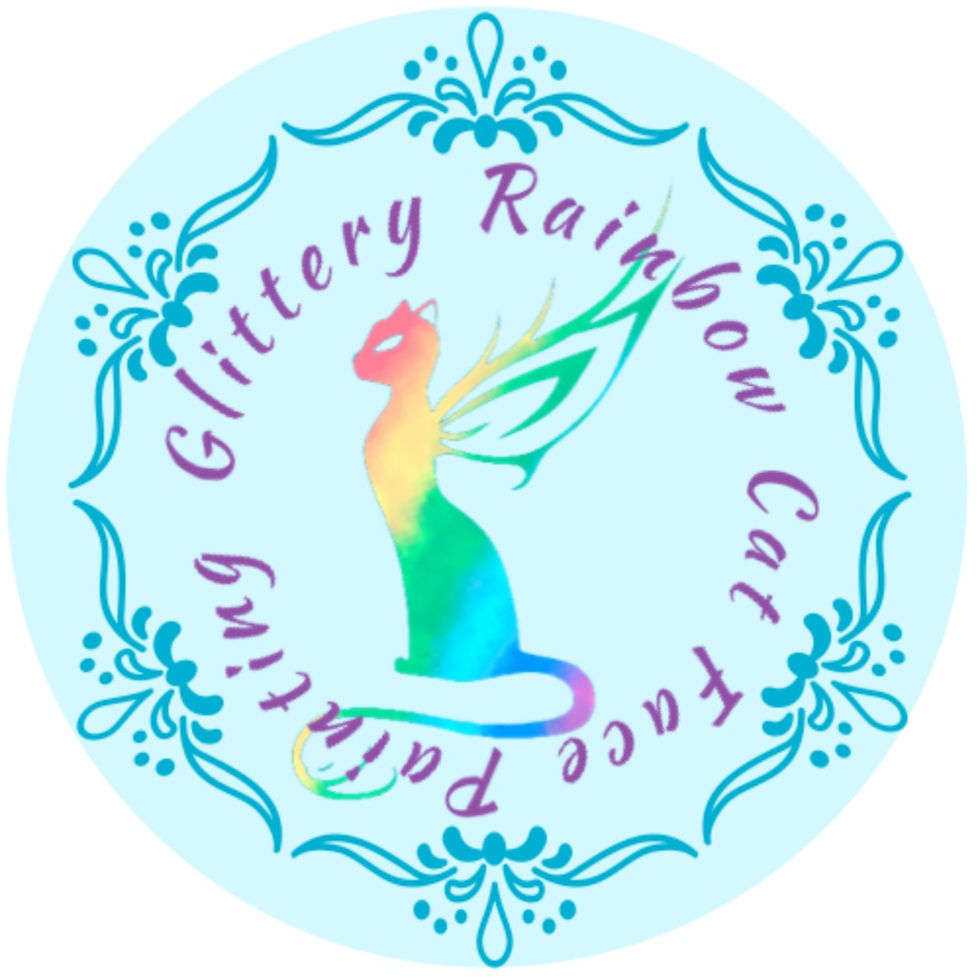 Glittery Rainbow Cat Face Painting Logo