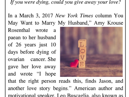 If you were dying, could you give away your love?