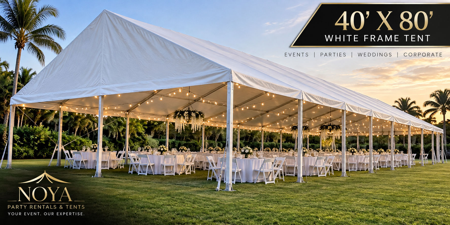 WHITE FRAME TENT - 40 X 80