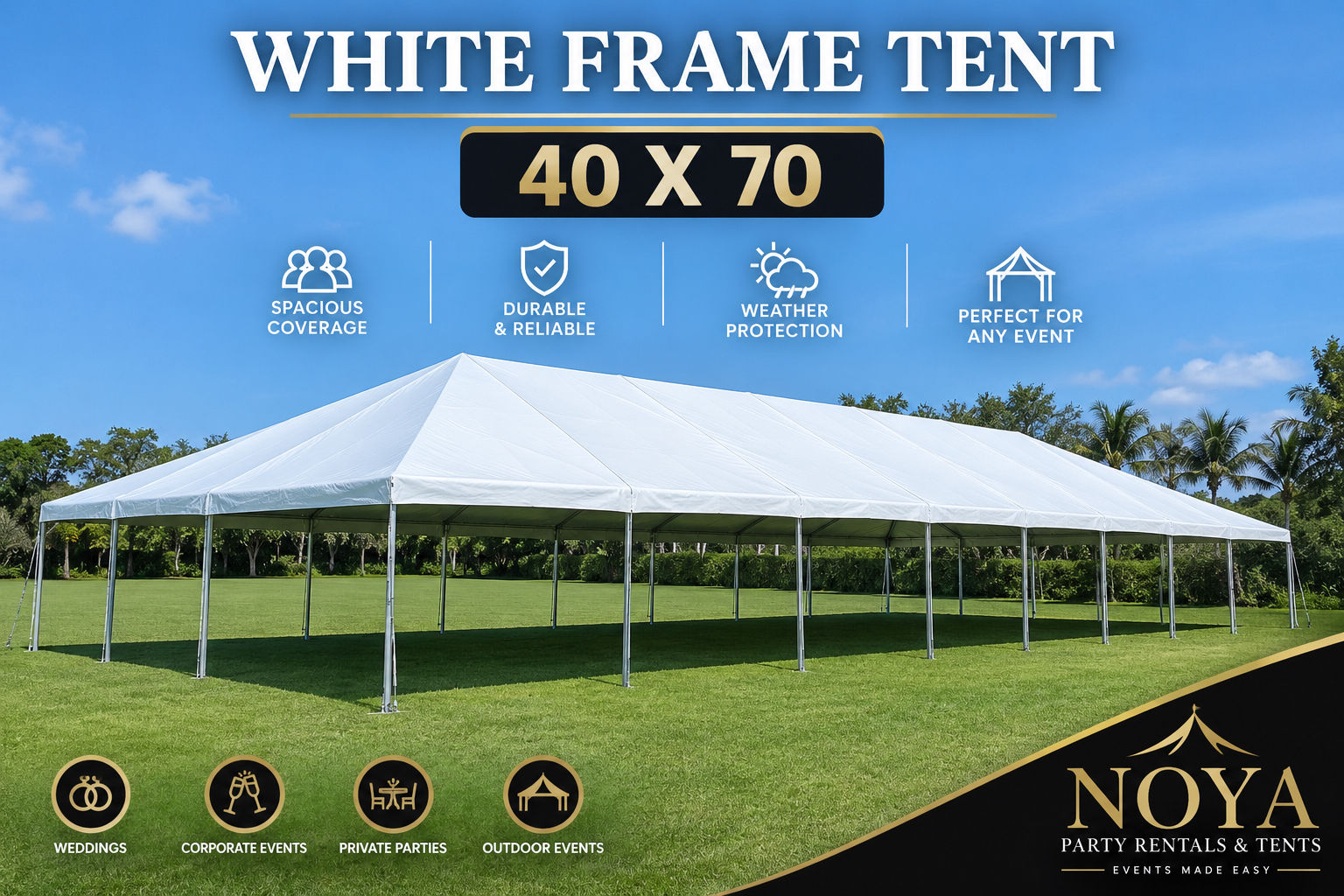 WHITE FRAME TENT - 40 X 70