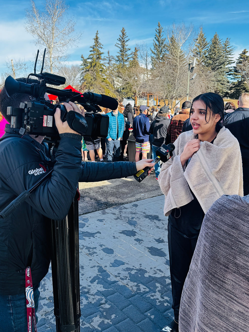 Our Criminal Justice Diploma student participating with Law Enforcement for their Torch Run. It's annual Polar Plunge in support of Special Olympics Alberta