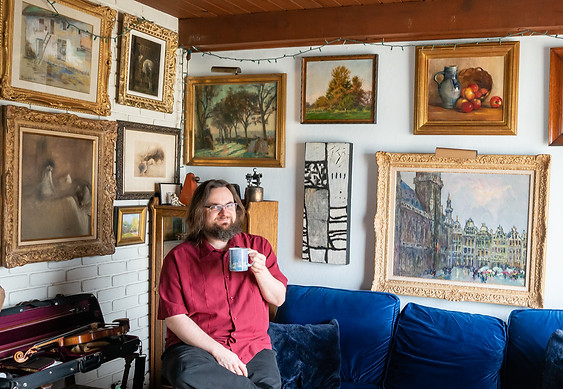 Dan Flanagan with his art collection