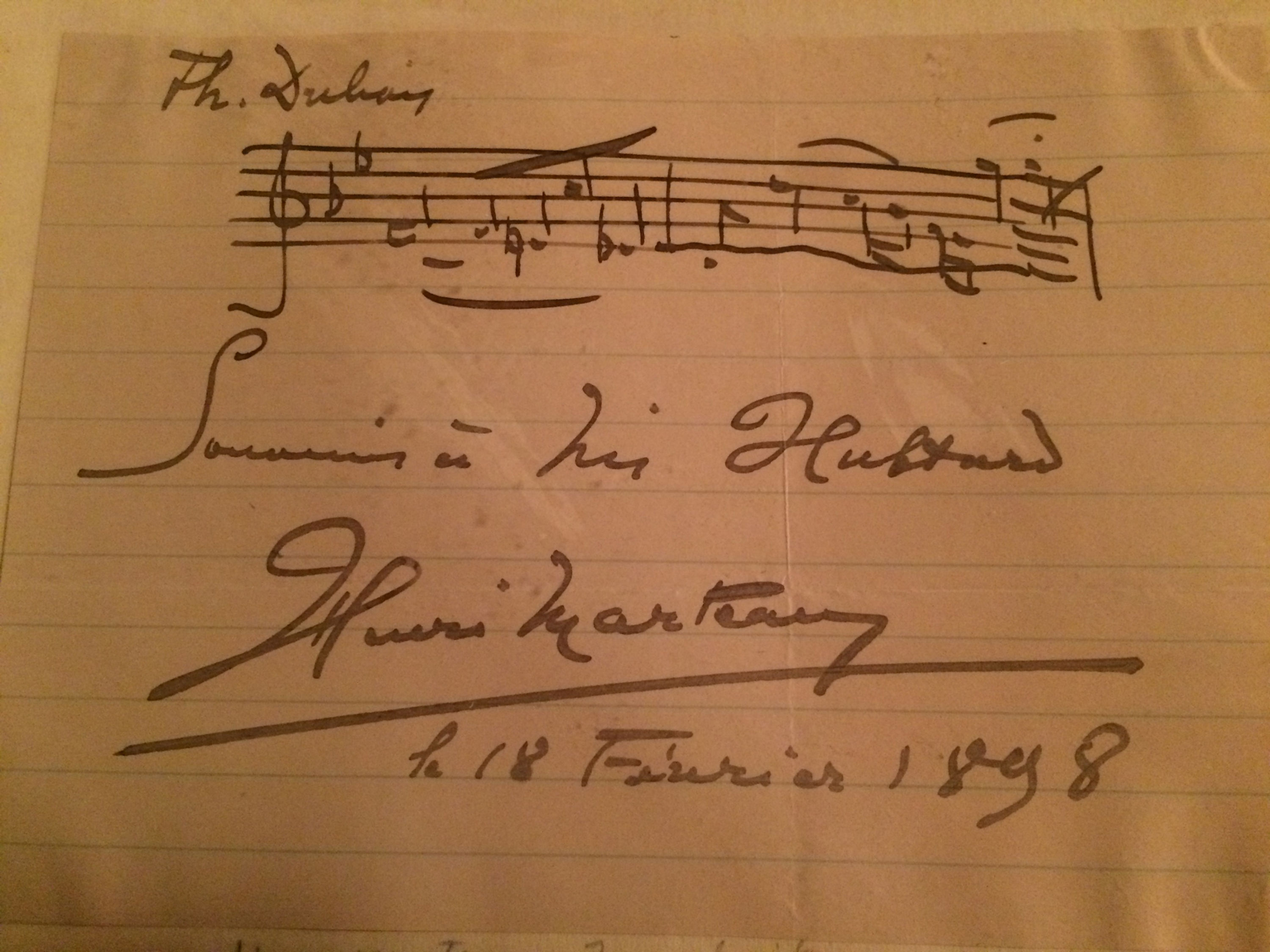 Henri Marteau, autograph musical quote