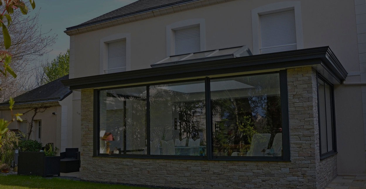 Extension de maison salon revêtement pierre  d'été Yvelines 78