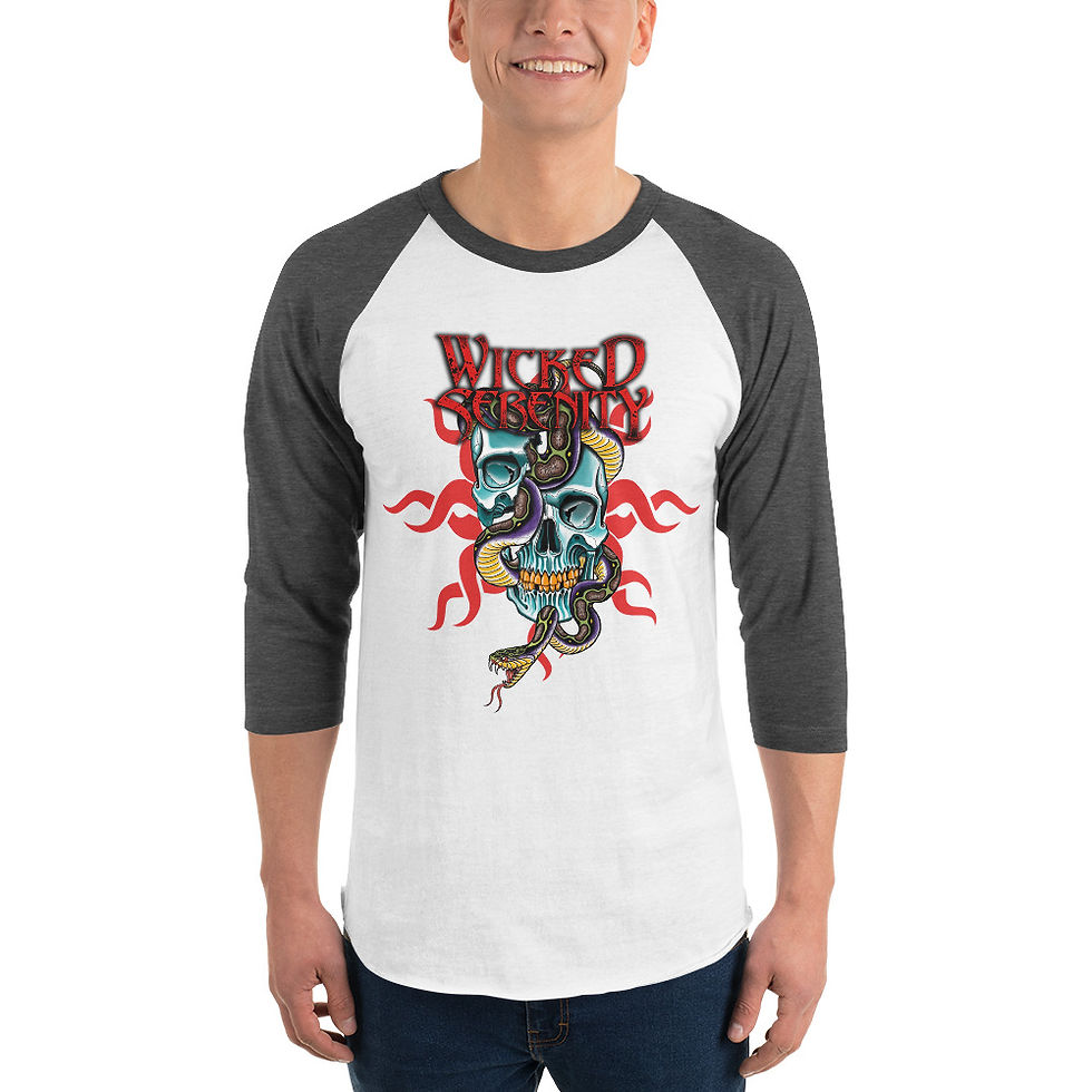 Thumbnail: Serenity Snake 3/4 sleeve raglan shirt (Red Sun)