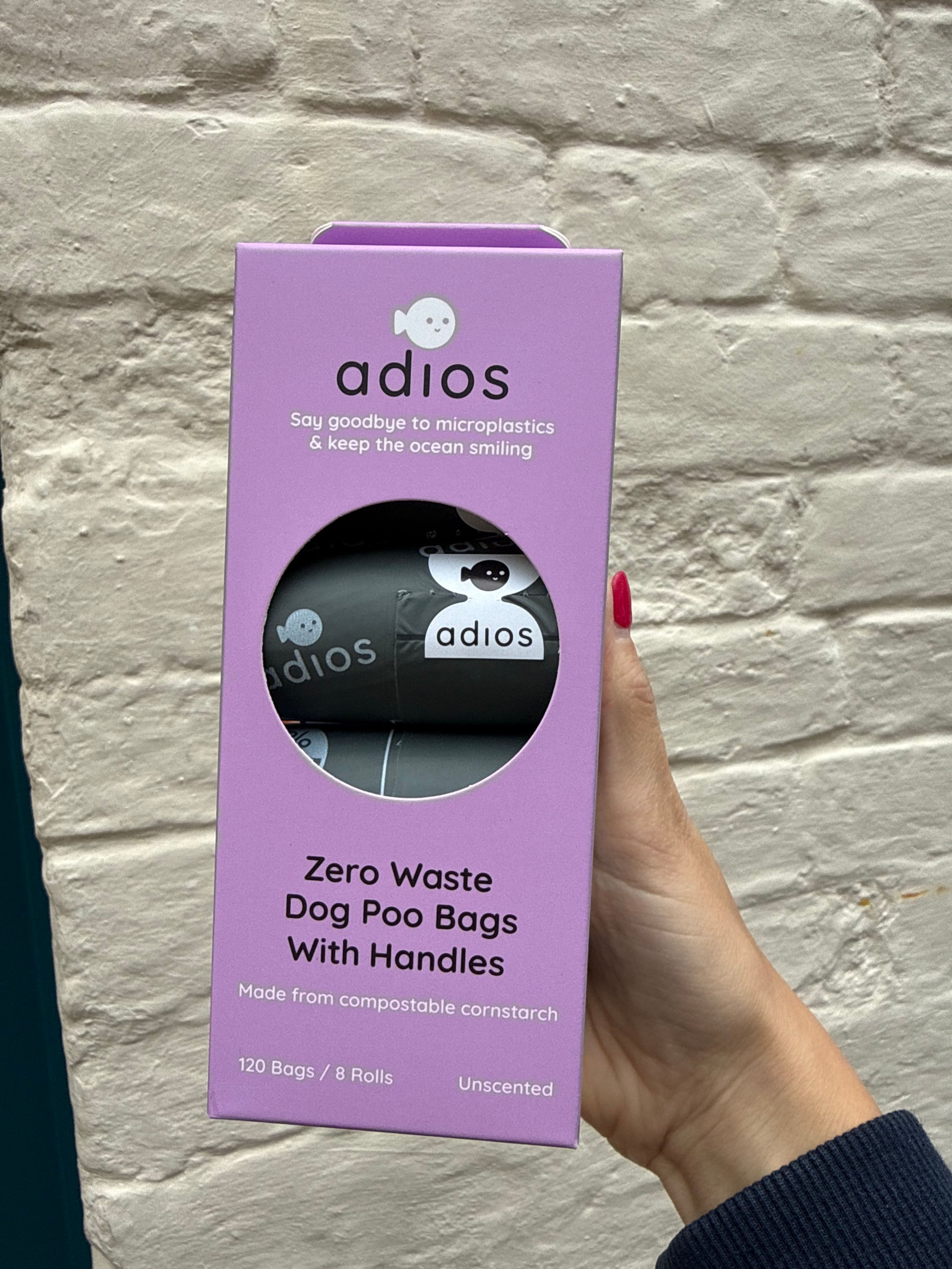 Adios Dog Poo Bags with tie handles
