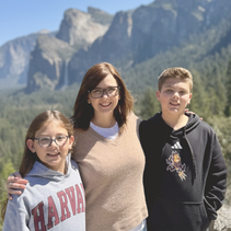 Mother with two children outdoors in Yosemite, representing intentional everyday motherhood and family life