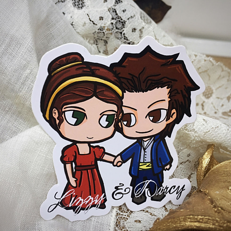 Thumbnail: Lizzy Bennet and Mr. Darcy Chibi Sticker from Jane Austen Pride& Prejudice