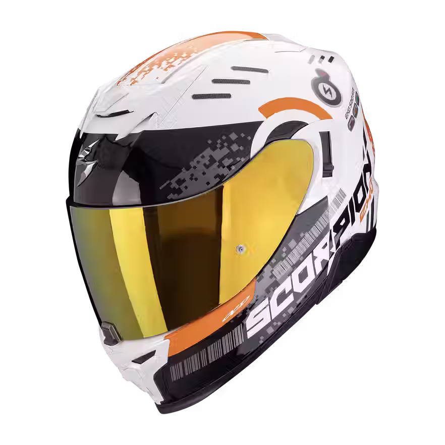 CASQUE INTÉGRAL SCORPION EXO-520 EVO AIR TITAN BLANC-ORANGE VUE DE PROFIL