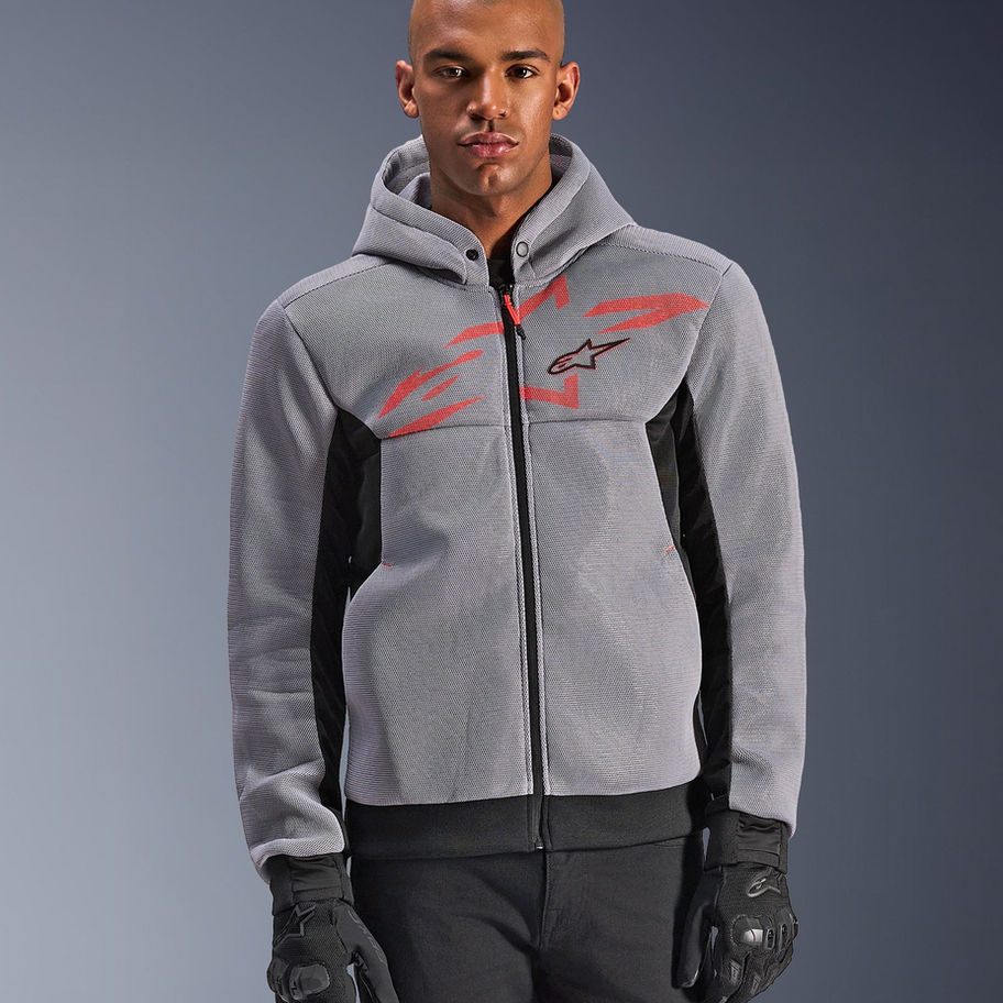 HOODIE ALPINESTARS CHROME SUPERAIRFLOW NOIR/GRIS/ROUGE FLUO