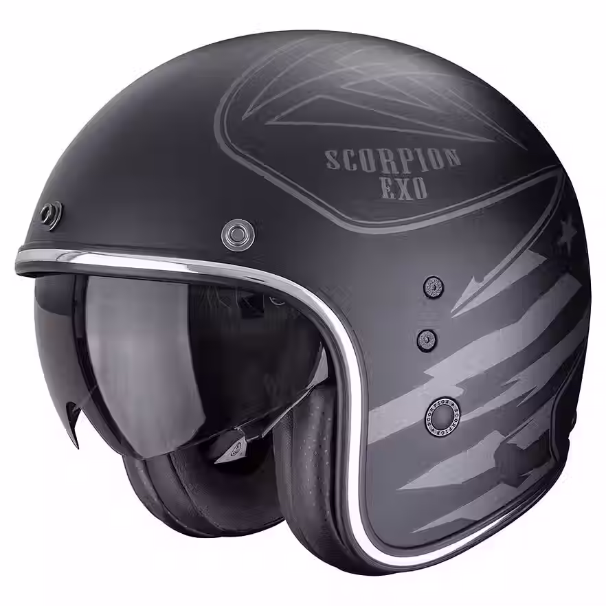 CASQUE JET SCORPION BELFAST EVO DAWG NOIR-ARGENT MAT