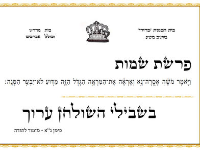 פרשת שמות - בית כנסת כדורי מושב מטע