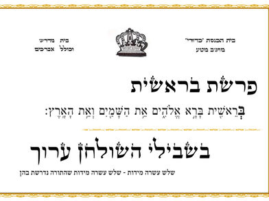 פרשת בראשית - בית כנסת כדורי מושב מטע