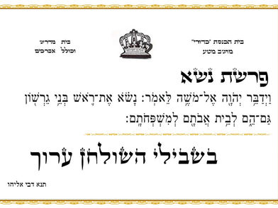 משפחות גרשון ומררי, חובת שליחת טמאים מחוץ למחנה, דיני מעילה, פרשת סוטה, פרשת נזיר, ברכת כהנים, קורבנות הנשיאים