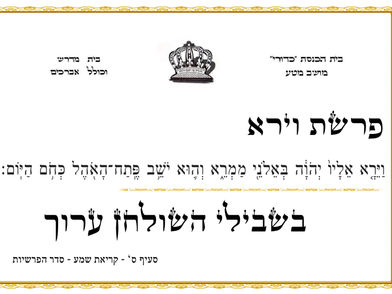פרשת וירא - בית כנסת כדורי מושב מטע