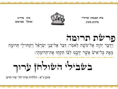 פרשת תרומה - בית כנסת כדורי מושב מטע
