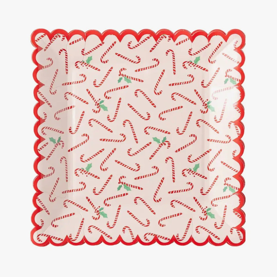 Candy Cane Scallop Edge Plates