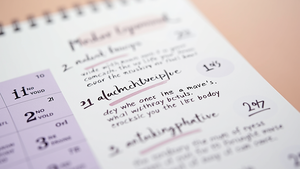 Close-up view of a calendar with dates marked and notes about relationship milestones
