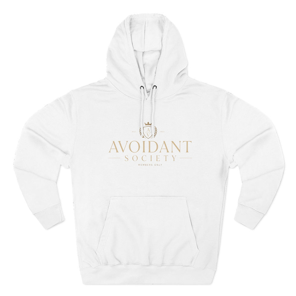 Thumbnail: Avoidant Society Minimalist Hoodie — Subtle Gold Text Fleece Pullover