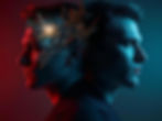 An image of two male face facing opposite directions