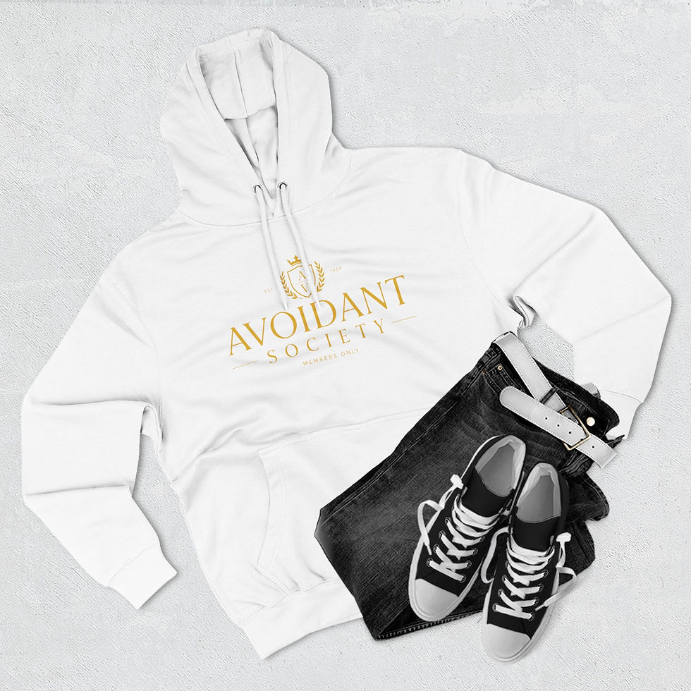 Thumbnail: Avoidant Society Minimalist Hoodie — Subtle Gold Text Fleece Pullover