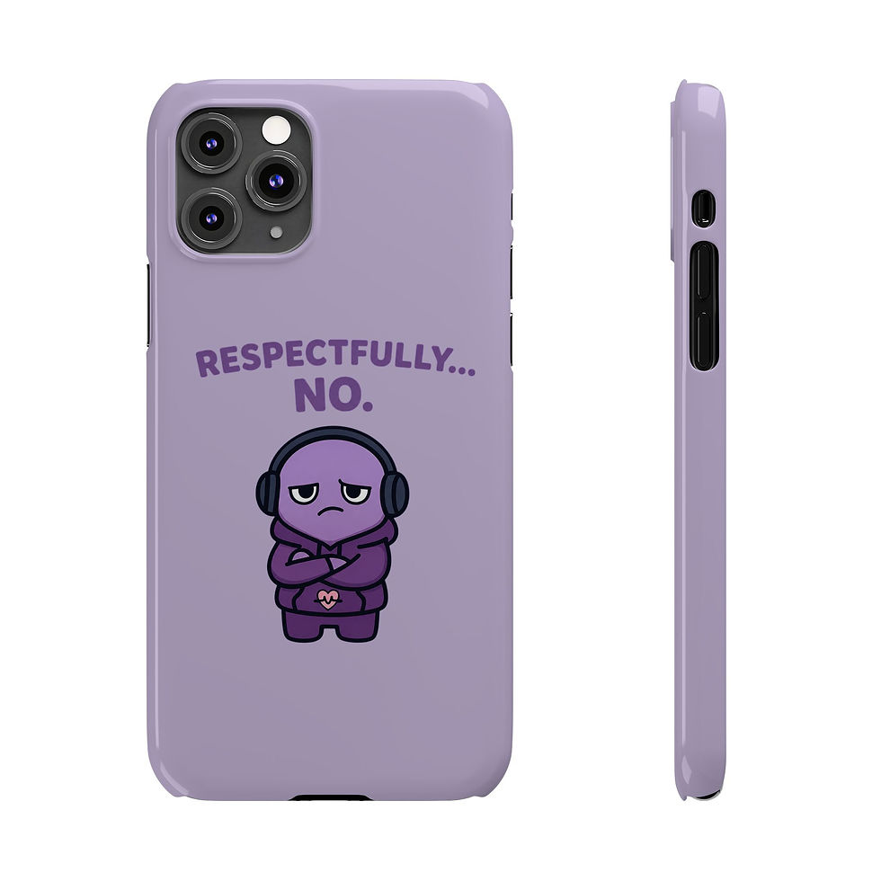 Thumbnail: Slim Phone Case [Lavender] — "Respectfully... No." Purple Cartoon Mood Case