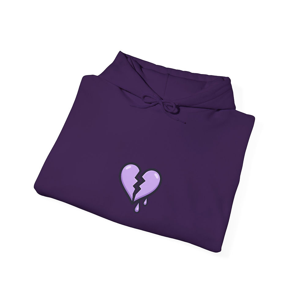 Thumbnail: Dash's Broken Purple Heart Hoodie - Small Dripping Graphic Pullover