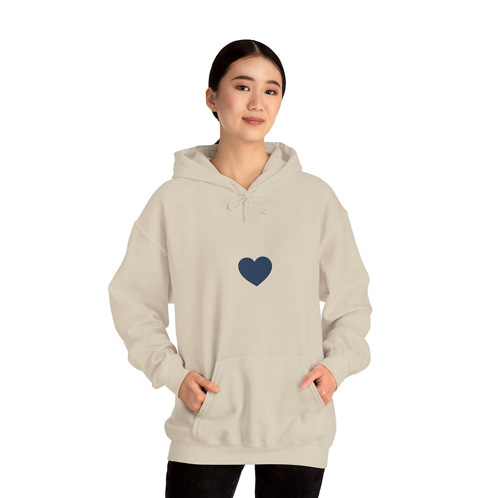 Thumbnail: Heart Minimalist Hoodie — Small Navy Heart Graphic Sweatshirt