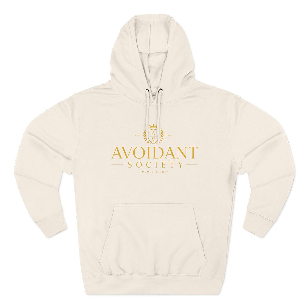 Thumbnail: Avoidant Society Minimalist Hoodie — Subtle Gold Text Fleece Pullover