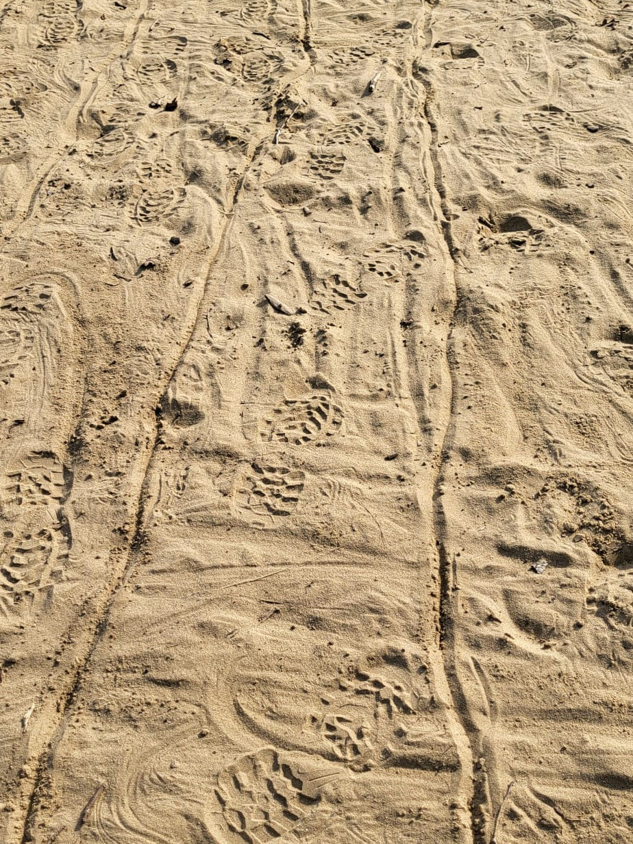 Voetsporen in zand als spooranalyse bij stalking, forensic tracking binnen strafzaken en privaat onderzoek.