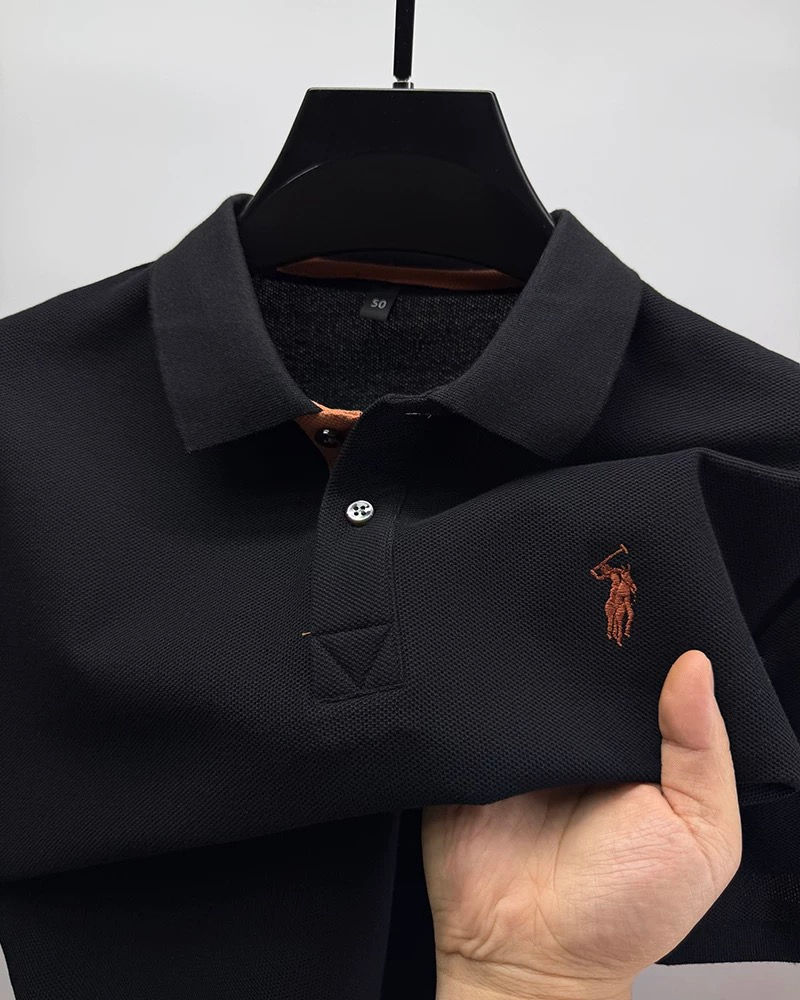 Miniatura: Premium Brand 100% Algodão Manga Curta Camisa Polo Masculino Fashion Designer
