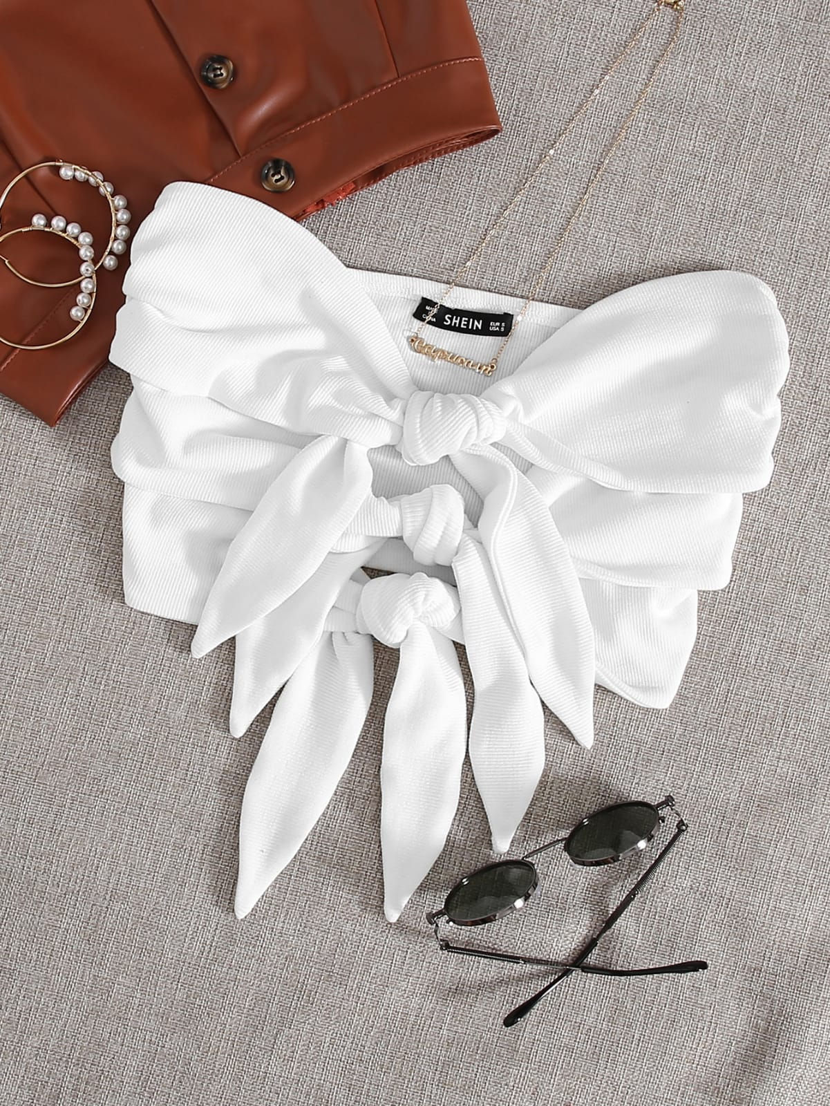 SHEIN Top tubo con nudo delantero