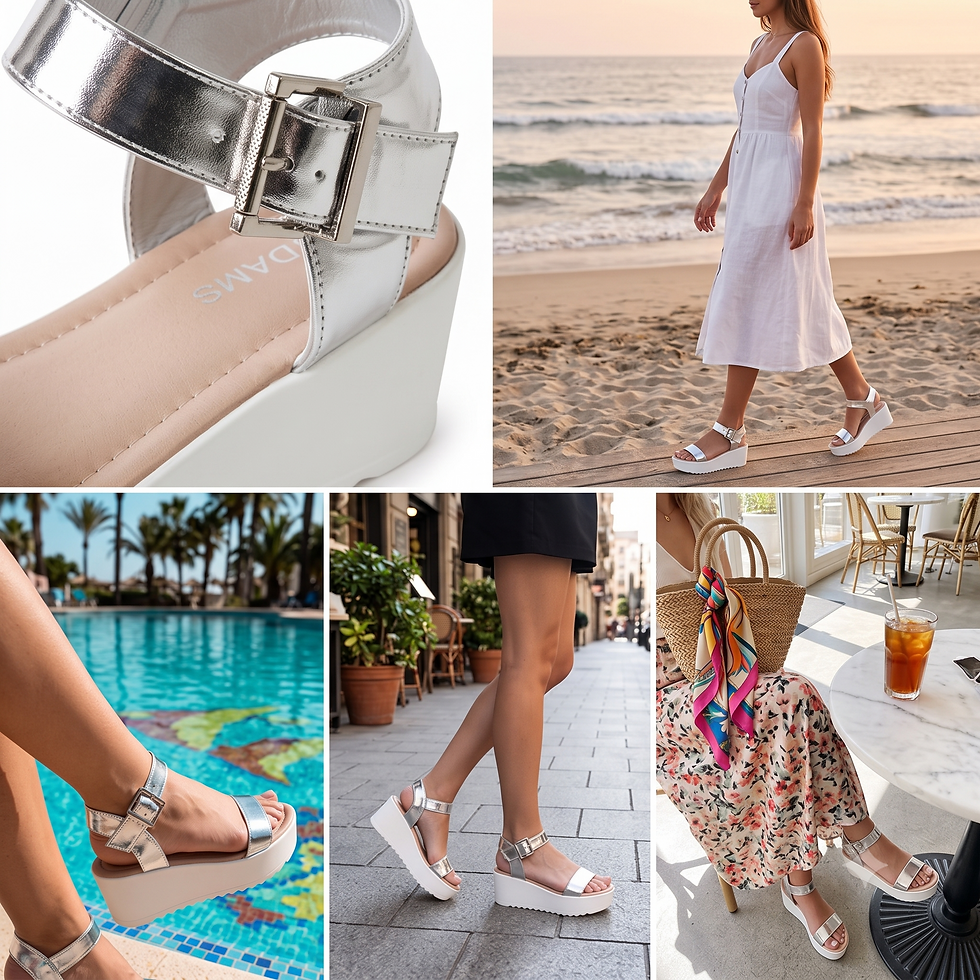 Thumbnail: J. Adams Surf Platform Sandals Heeled Sandals for Women - Chunky Mid Heel Sandal
