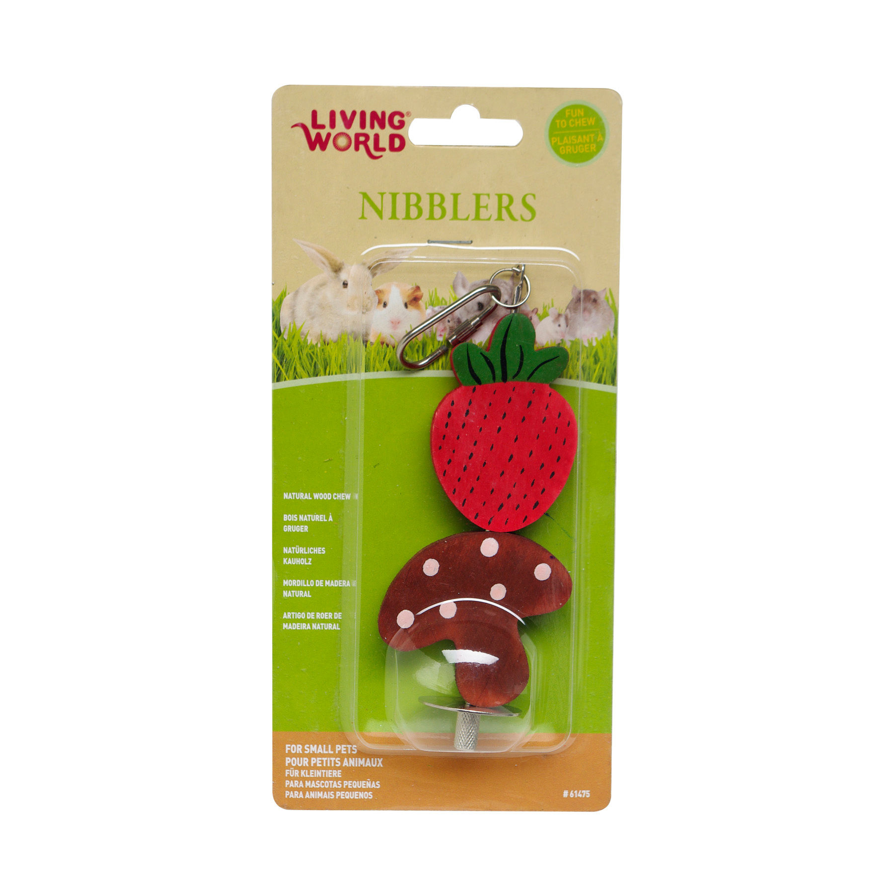 Living World Nibblers Wood Chews - Strawberry & Mushroom on Stick