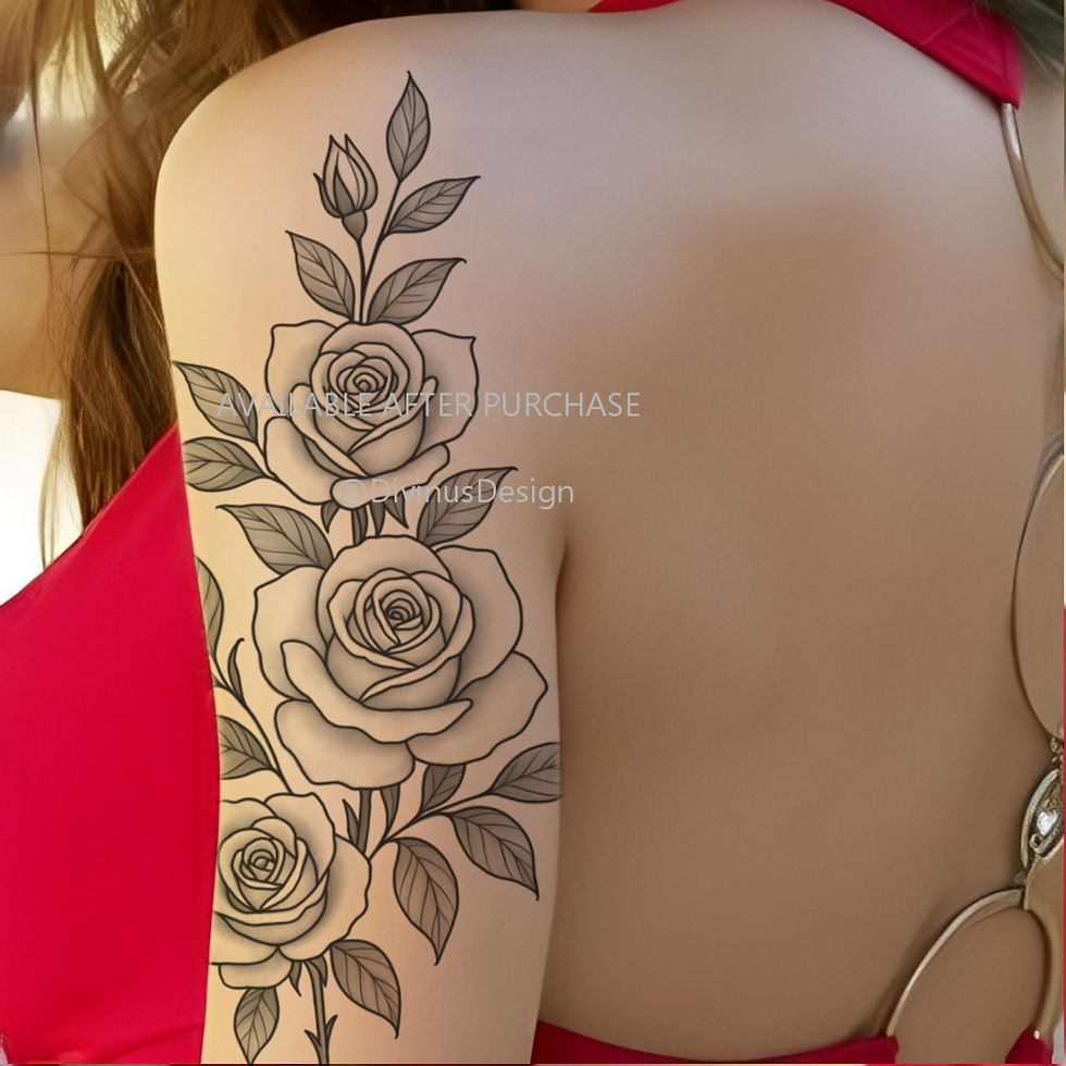 Thumbnail: Roses Tattoo Design and Stencil - Floral & Feminine Tattoo | Wrap Around Tattoo