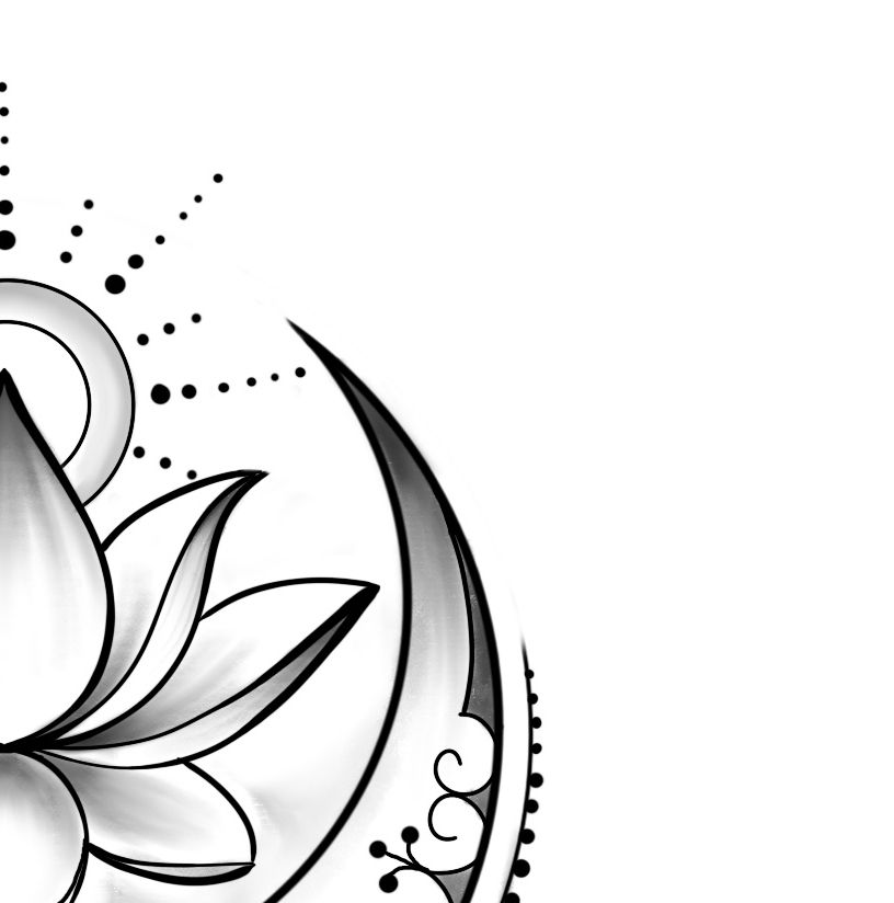 Thumbnail: Lotus Sun and Moon tattoo design and Stencil - Instant Digital Download